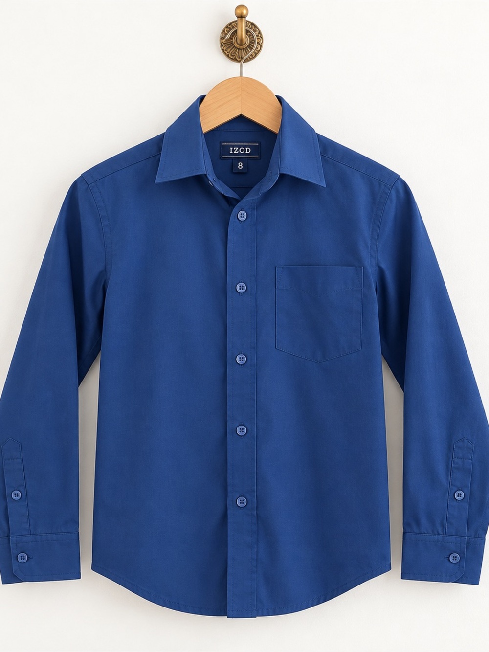 Izod boys blue long sleeve button down collared shirt 8